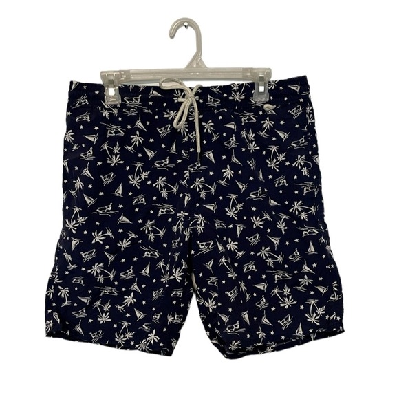 Polo Ralph Lauren Other - Polo Ralph Lauren Swim Trunks Mens Medium Navy Tropical Palm Tree Sailboat Print